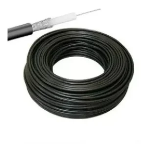 Cabo Coaxial Rg-6 Com Mensageiro Cor Preto Com 100 Metros