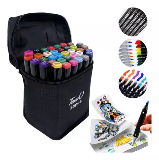 36 Canetinhas Coloridas Com Duas Pontas Diversas Cores Touch - Imagem 4