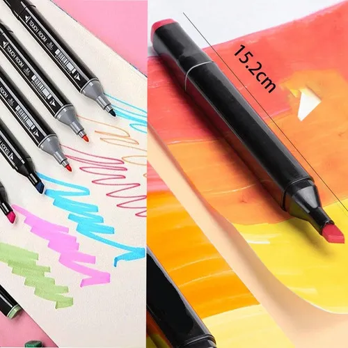 36 Canetinhas Coloridas Com Duas Pontas Diversas Cores Touch - Imagem 3