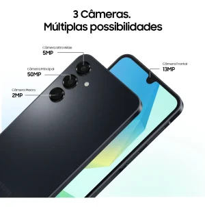 Celular Samsung Galaxy A16 4G, 256gb + 8gb Ram, Câmera De Até 50mp, Tela 6.7 , Nfc, Ip54, Bateria 5000 Mah Preto